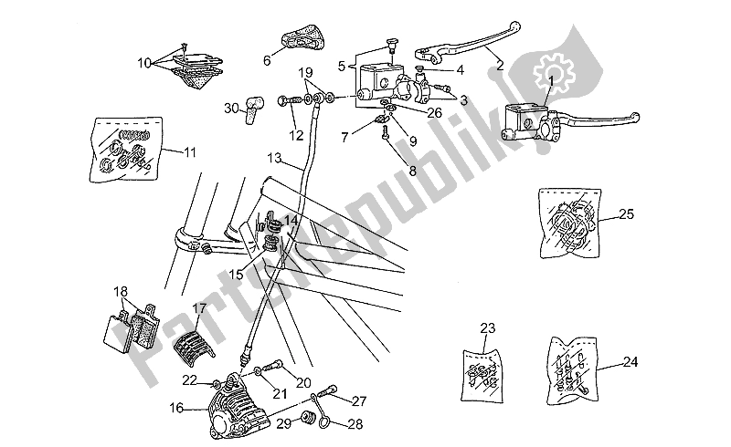 Toutes les pièces pour le Maître-cylindre Avant du Moto-Guzzi V 75 PA Nuovo Tipo 750 1996