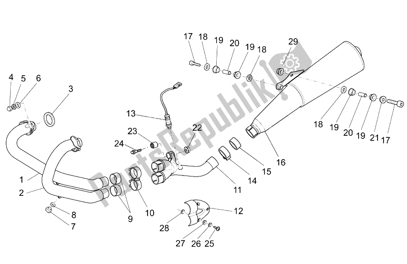 Toutes les pièces pour le Unité D'échappement du Moto-Guzzi Griso V IE 1100 2005