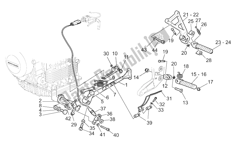 Todas las partes para Soporte Lateral - Reposapiés de Moto-Guzzi V 11 LE Mans 1100 2002