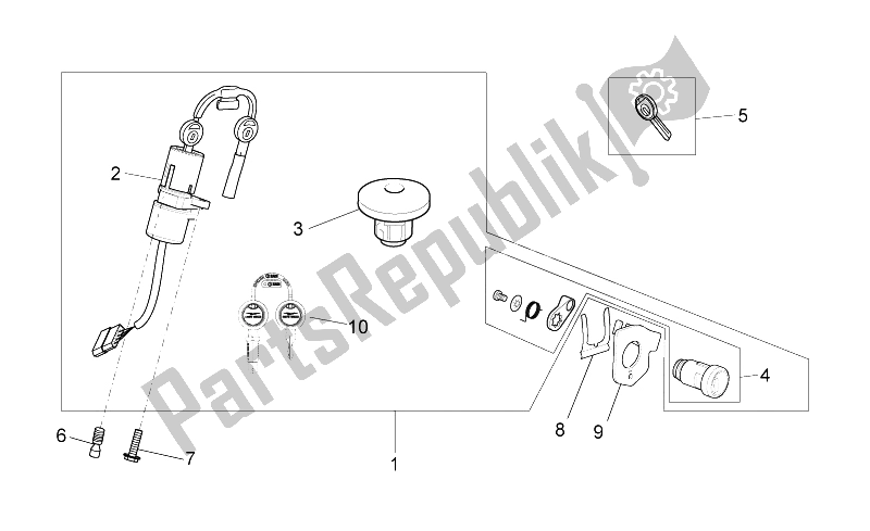 All parts for the Lock Hardware Kit of the Moto-Guzzi V7 II Stone ABS 750 2015