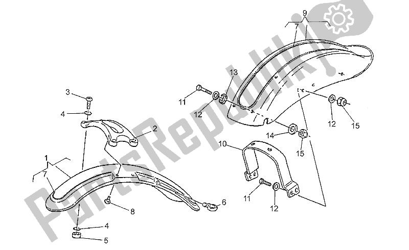 All parts for the Front/rear Mudguards of the Moto-Guzzi Nevada 350 1993