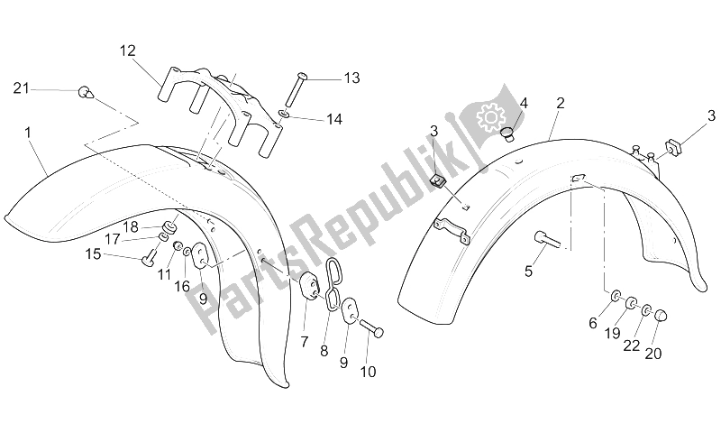 Toutes les pièces pour le Garde-boue Avant / Arrière du Moto-Guzzi California Stone Touring PI CAT 1100 2003