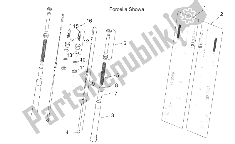 Toutes les pièces pour le Fourche Avant du Moto-Guzzi Griso V IE 850 2006