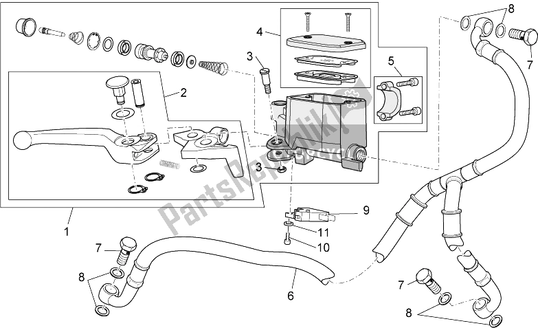 Toutes les pièces pour le Maître-cylindre Avant du Moto-Guzzi Breva 1200 2007