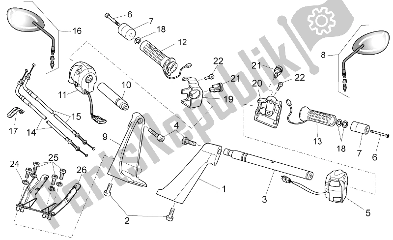 All parts for the Handlebar - Controls of the Moto-Guzzi Norge 1200 IE 8V Polizia Stradale 2014