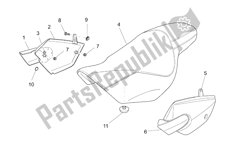 All parts for the Saddle-central Bod of the Moto-Guzzi Nevada Classic IE 750 2004