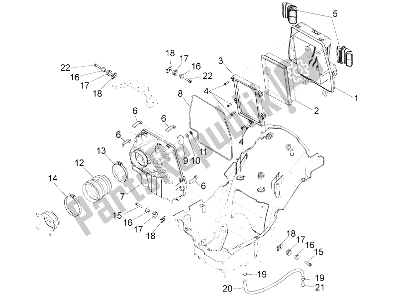 All parts for the Air Box of the Moto-Guzzi Eldorado 1400 2015