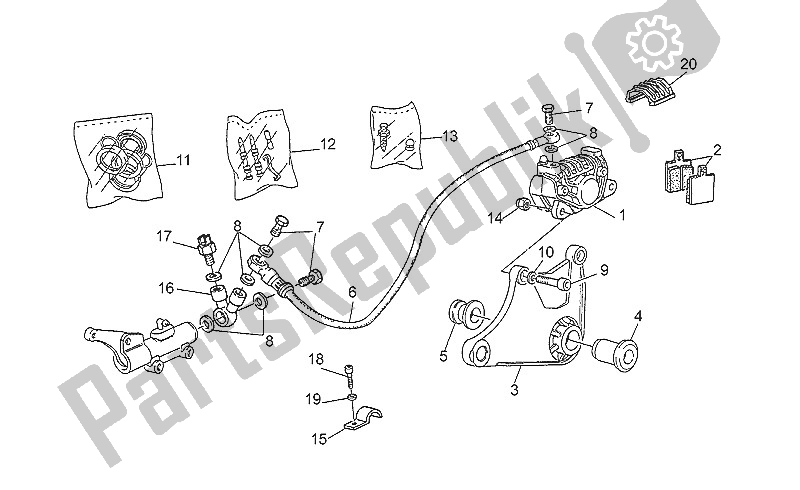 All parts for the Rear Brake Caliper of the Moto-Guzzi Nevada 750 1991