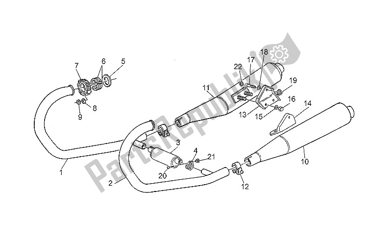 All parts for the Exhaust Unit of the Moto-Guzzi Nevada 750 1991