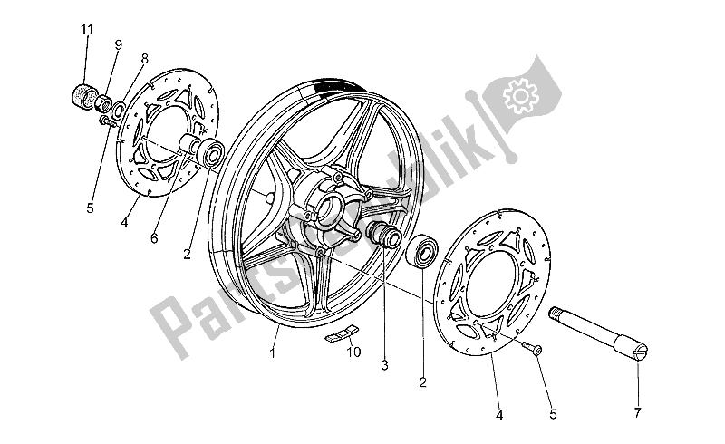 All parts for the Front Wheel of the Moto-Guzzi 850 T5 III Serie Civile 1985
