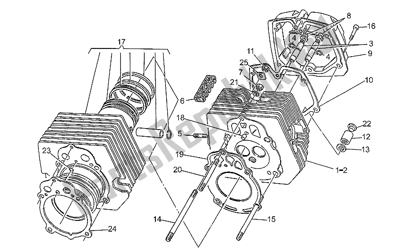 Todas as partes de Cabeça De Cilindro do Moto-Guzzi V 75 PA Nuovo Tipo 750 1996