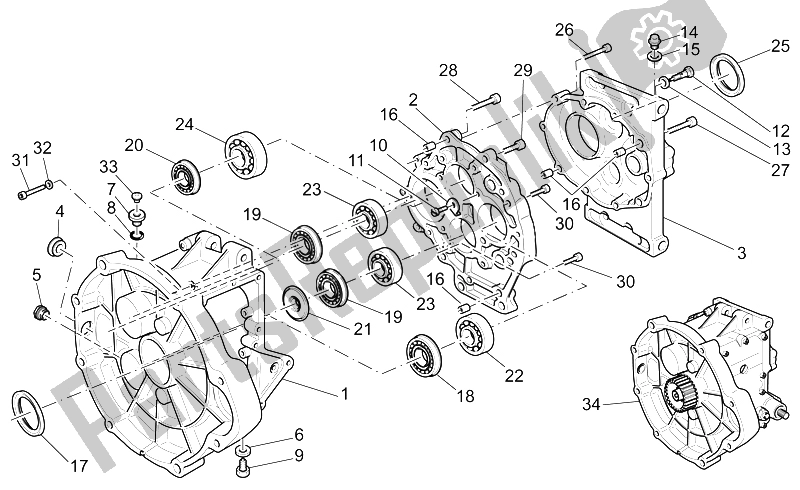 All parts for the Transmission Cage of the Moto-Guzzi V 11 CAT 1100 2003