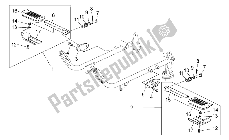Tutte le parti per il Poggiapiedi Anteriori del Moto-Guzzi Nevada 750 S 2010
