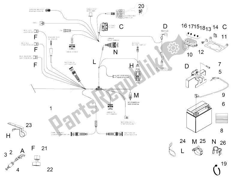 Todas as partes de Sistema Elétrico Ii do Moto-Guzzi V7 II Stone ABS 750 2015