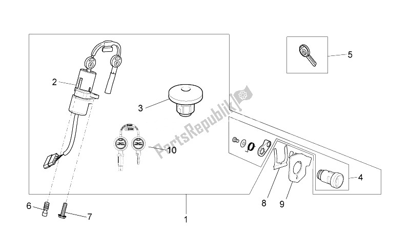 Tutte le parti per il Kit Di Blocco Hardware del Moto-Guzzi Bellagio 940 2007