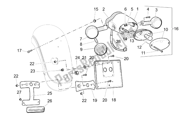 All parts for the Rear Lights of the Moto-Guzzi California Classic Touring 1100 2006