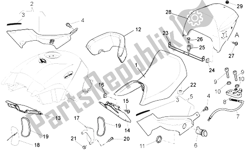 Toutes les pièces pour le Corps Central De Selle du Moto-Guzzi Norge Polizia Berlino 850 2008