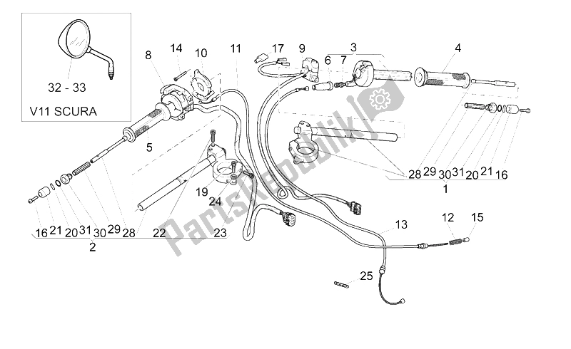 Toutes les pièces pour le Guidon - Commandes du Moto-Guzzi V 11 LE Mans Sport Naked 1100 2001