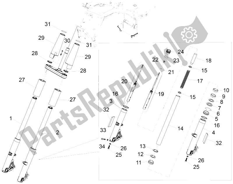 All parts for the Front Fork of the Moto-Guzzi California 1400 Touring ABS 2012