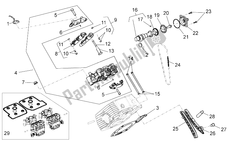 Toutes les pièces pour le Système De Calage Du Cylindre Droit (bol) du Moto-Guzzi Stelvio 1200 8V STD NTX 2011