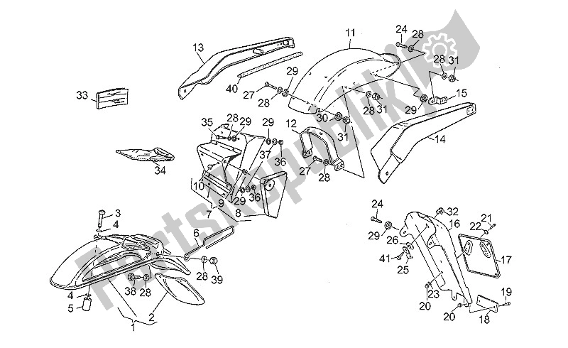 All parts for the Front/rear Mudguards of the Moto-Guzzi Nevada 750 1991