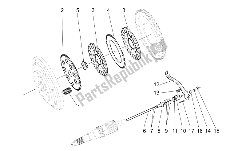 Alle onderdelen voor de Dubbele Plaat Koppeling 2e Serie van de Moto-Guzzi California Stone Touring PI CAT 1100 2003