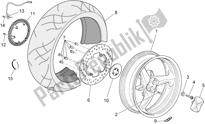 Toutes les pièces pour le Roue Arrière du Moto-Guzzi Norge 1200 IE 8V Polizia Stradale 2014