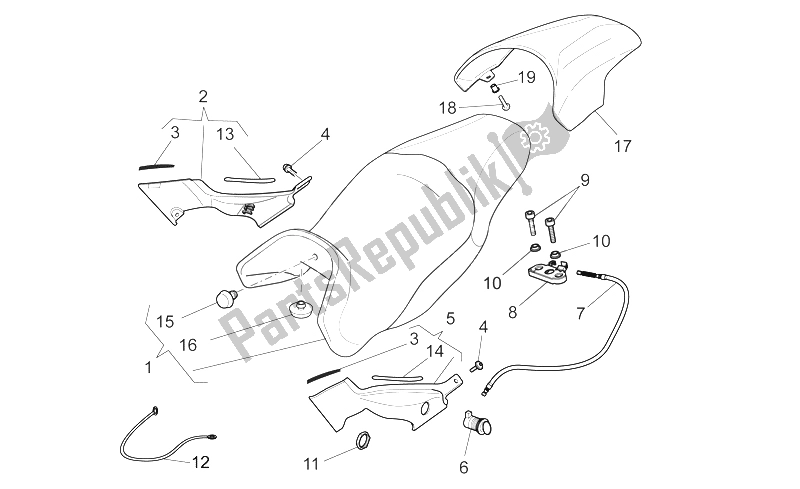 All parts for the Saddle-central Bod of the Moto-Guzzi 1200 Sport 8V 2008