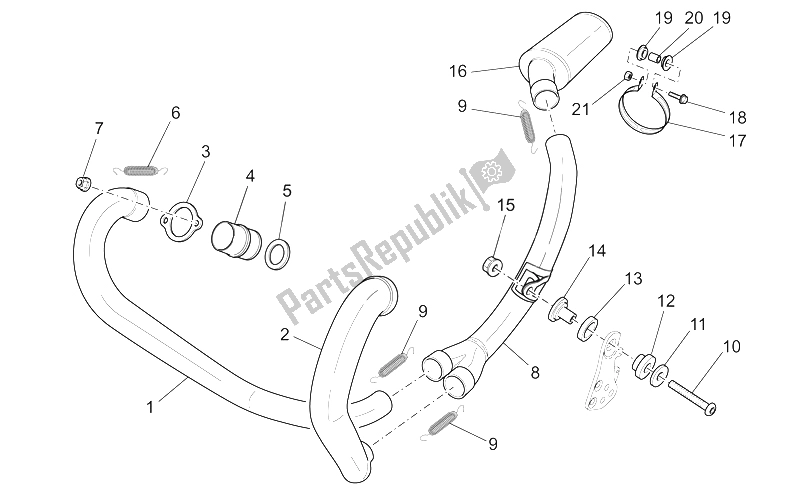 Tutte le parti per il Unità Di Scarico del Moto-Guzzi MGS 01 Corsa 1200 2004