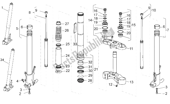 Toutes les pièces pour le Fourche Avant du Moto-Guzzi Stelvio 1200 2008