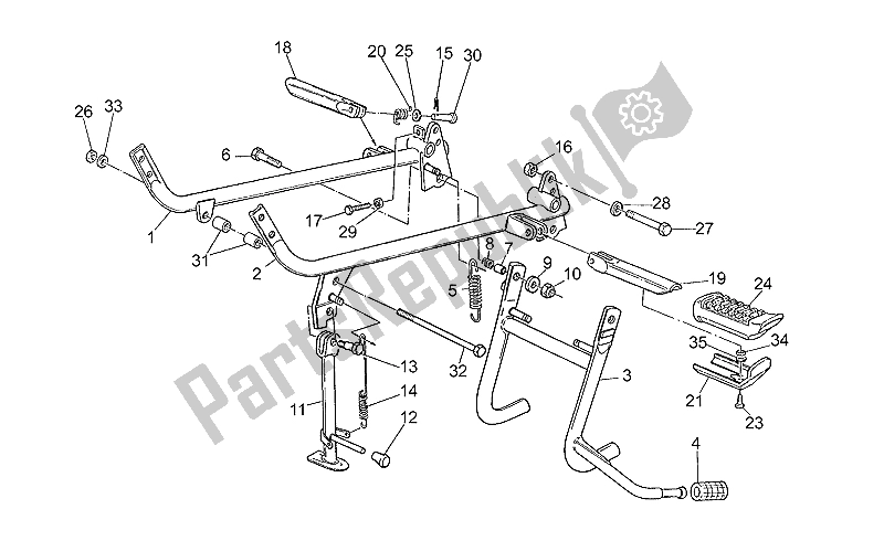 All parts for the Foot Rests - Lateral Stand of the Moto-Guzzi V 35 Florida 350 1986