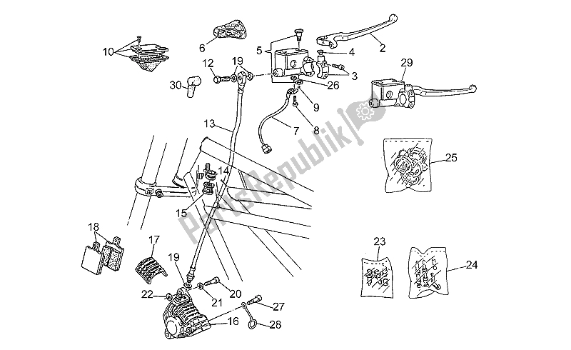 Toutes les pièces pour le Système De Freinage Avant Droit du Moto-Guzzi V 50 PA 500 1992