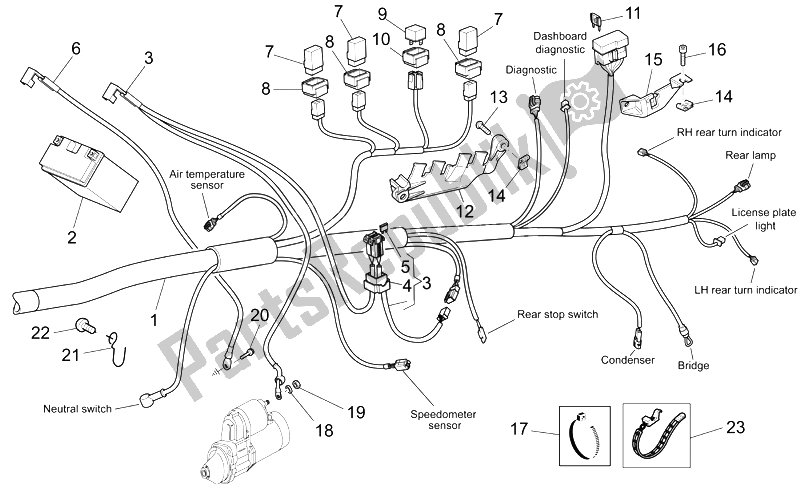 Tutte le parti per il Impianto Elettrico Ii del Moto-Guzzi Griso V IE 850 2006