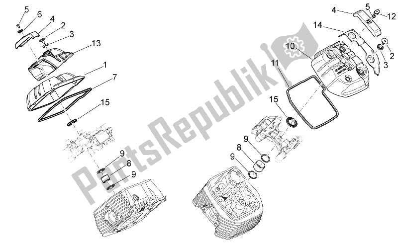 All parts for the Head Cover of the Moto-Guzzi Griso S E 1200 8V 2015