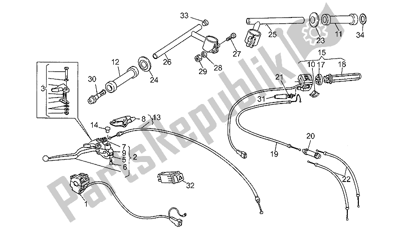 All parts for the Handlebar - Controls of the Moto-Guzzi Targa 750 1990