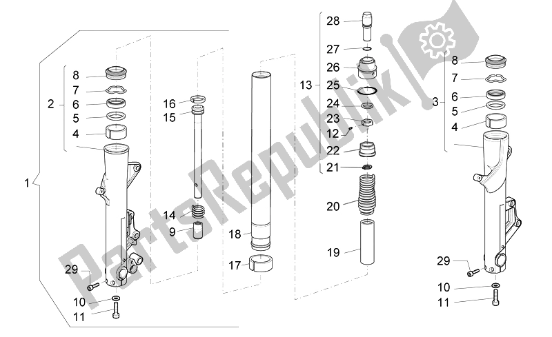 Toutes les pièces pour le Fourche Avant du Moto-Guzzi Norge 850 2007