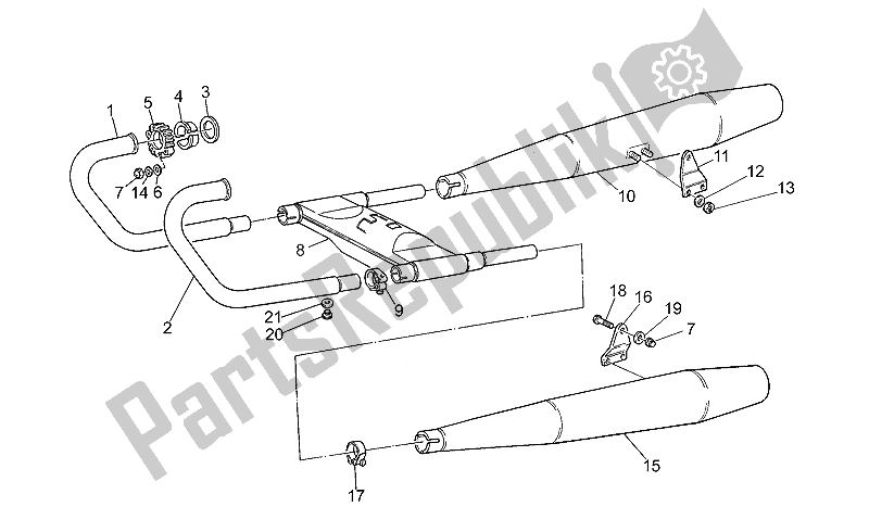 Toutes les pièces pour le Unité D'échappement du Moto-Guzzi California EV V 11 USA 1100 1997