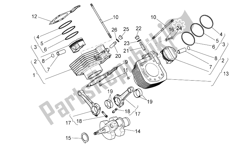 Alle onderdelen voor de Aandrijfas - Cilinder van de Moto-Guzzi 1200 Sport 8V 2008