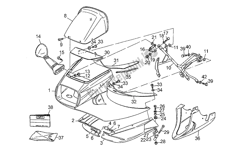 All parts for the Fairing of the Moto-Guzzi Targa 750 1990