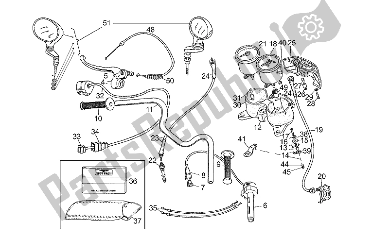 All parts for the Dashboard-controls of the Moto-Guzzi V 65 Custom 650 1985