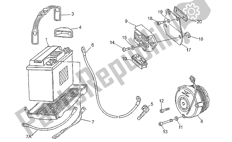 All parts for the Saprisa Battery - Alternator of the Moto-Guzzi Nevada 350 1993