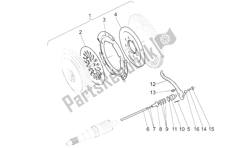 All parts for the Single-plate Clutch 1st Series of the Moto-Guzzi California Stone Touring PI CAT 1100 2003