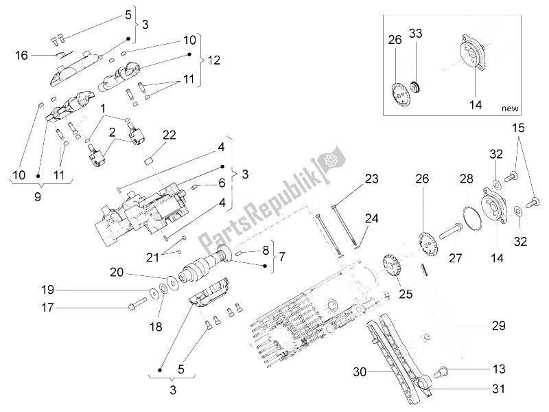 Toutes les pièces pour le Système De Calage Du Cylindre Rh du Moto-Guzzi California 1400 Custom ABS 2012