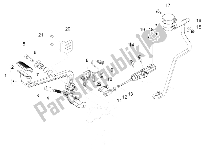 Toutes les pièces pour le Maître-cylindre Arrière du Moto-Guzzi Audace 1400 2015