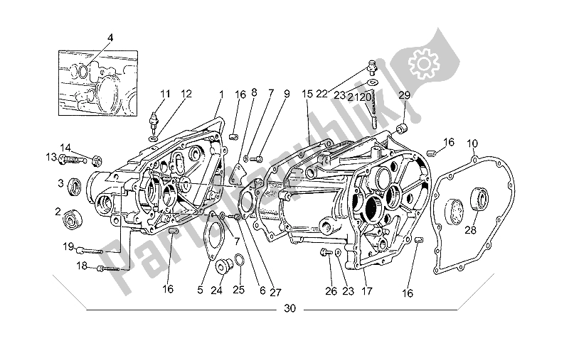 All parts for the Transmission Cage of the Moto-Guzzi NTX 650 1987