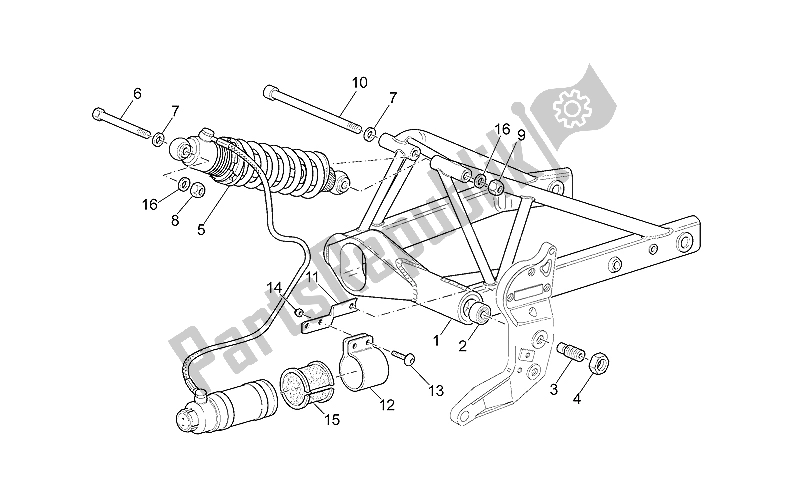 Toutes les pièces pour le Bras Oscillant Et Amortisseur Arrière du Moto-Guzzi V 11 LE Mans Sport Naked 1100 2001