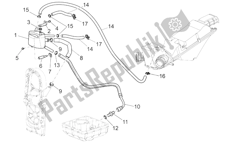 All parts for the Blow-by System of the Moto-Guzzi Griso V IE 850 2006