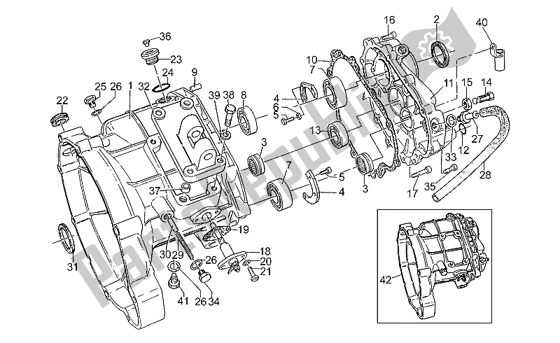 All parts for the Transmission Cage of the Moto-Guzzi Sport Corsa 1100 1998