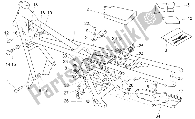All parts for the Frame of the Moto-Guzzi California Stone Touring PI CAT 1100 2003