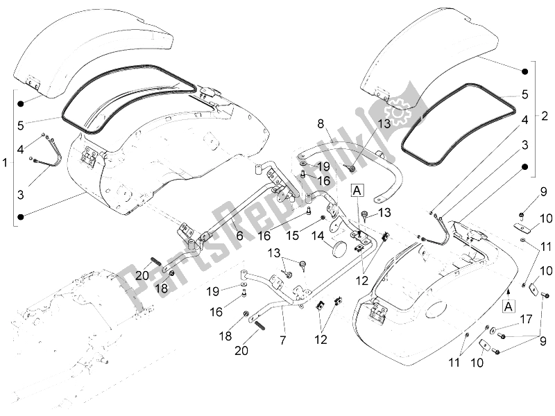 All parts for the Suitcases of the Moto-Guzzi California 1400 Touring ABS 2012